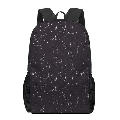 Black And White Zodiac Stars Print 17 Inch Backpack