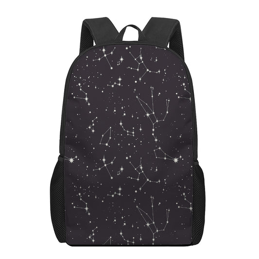Black And White Zodiac Stars Print 17 Inch Backpack
