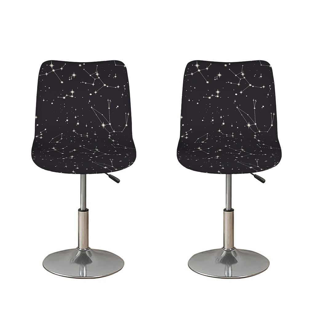 Black And White Zodiac Stars Print Bar Stool Covers