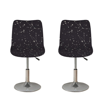 Black And White Zodiac Stars Print Bar Stool Covers