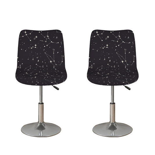 Black And White Zodiac Stars Print Bar Stool Covers