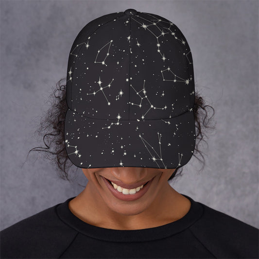 Black And White Zodiac Stars Print Baseball Cap