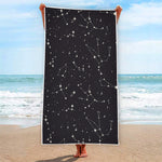 Black And White Zodiac Stars Print Beach Towel
