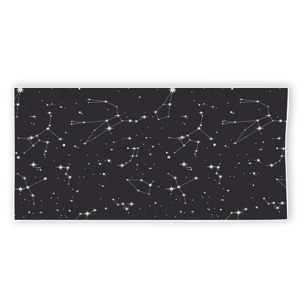 Black And White Zodiac Stars Print Beach Towel
