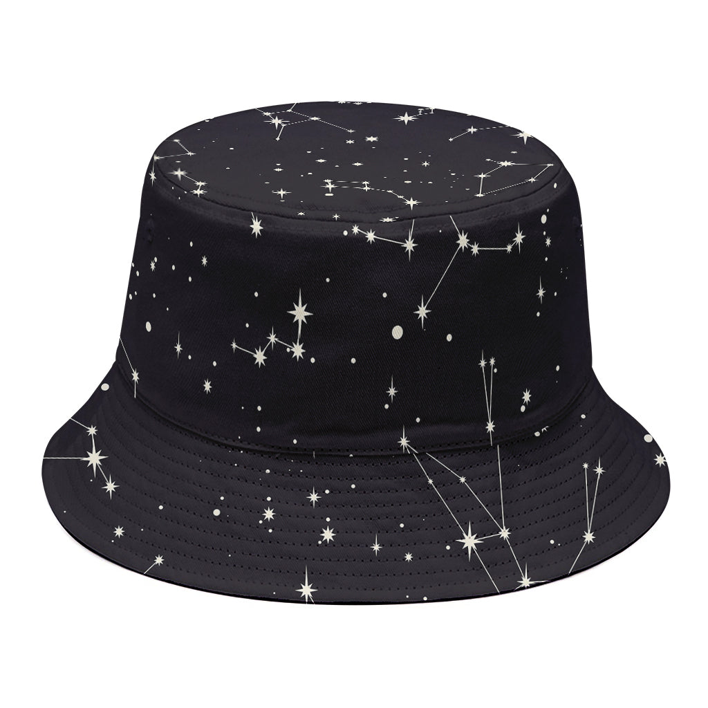 Black And White Zodiac Stars Print Bucket Hat