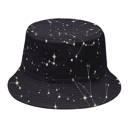 Black And White Zodiac Stars Print Bucket Hat