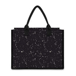 Black And White Zodiac Stars Print Canvas Tote Bag