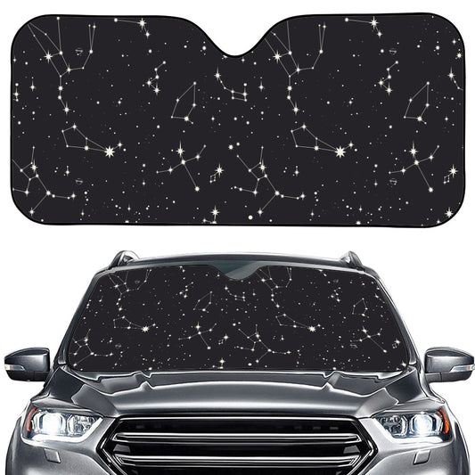 Black And White Zodiac Stars Print Car Windshield Sun Shade