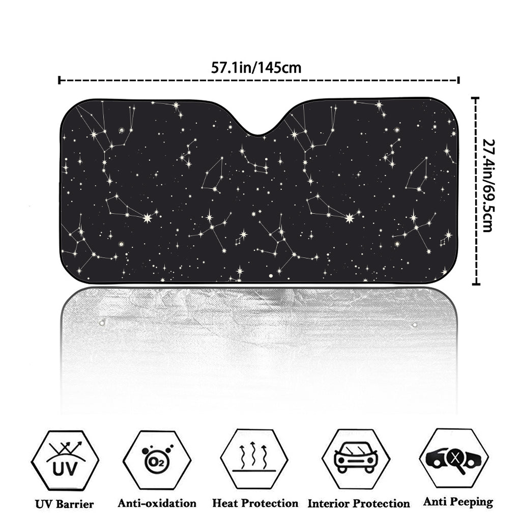 Black And White Zodiac Stars Print Car Windshield Sun Shade