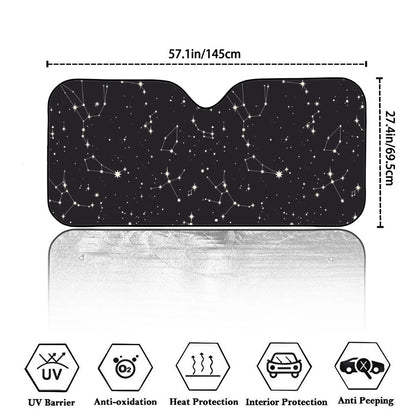 Black And White Zodiac Stars Print Car Windshield Sun Shade