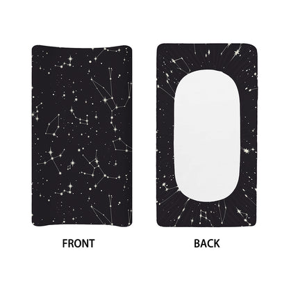 Black And White Zodiac Stars Print Changing Pad Cover