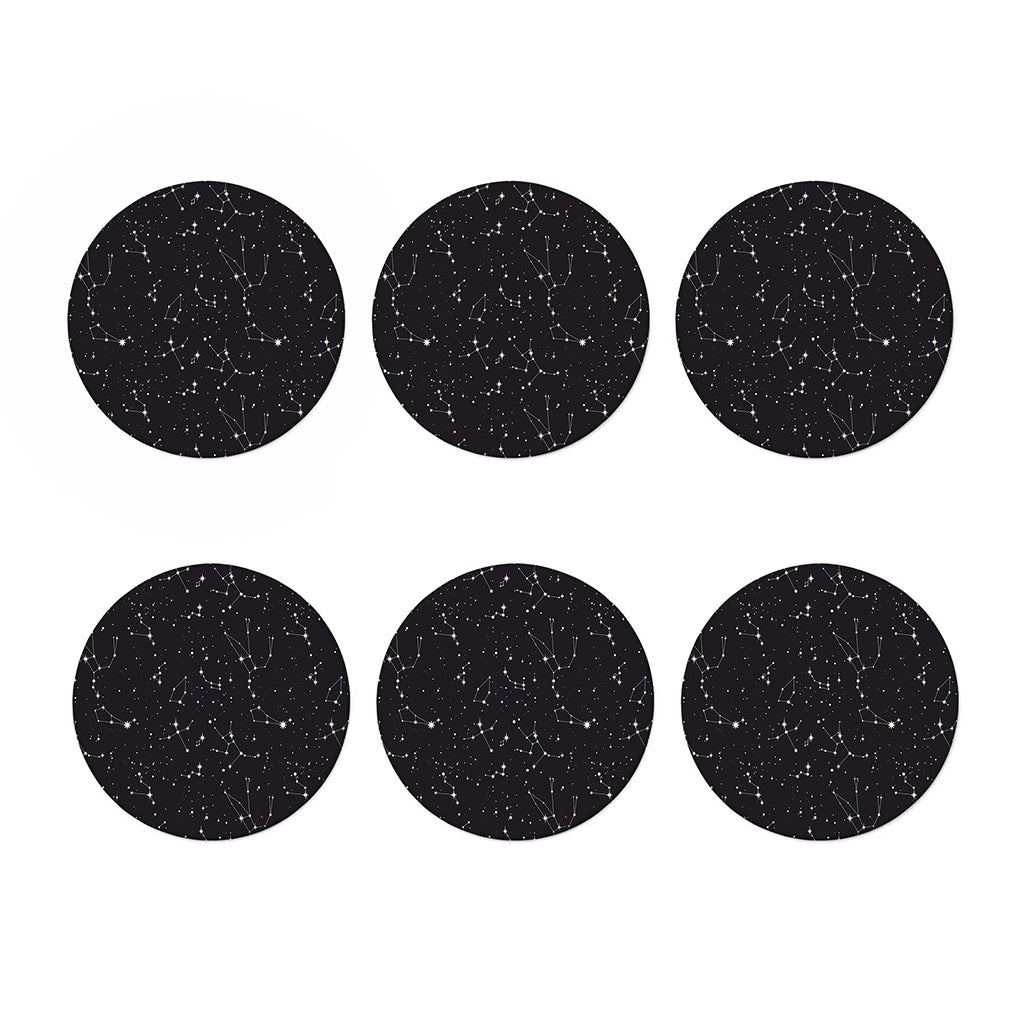 Black And White Zodiac Stars Print Coaster Set