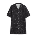 Black And White Zodiac Stars Print Cotton Hawaiian Shirt
