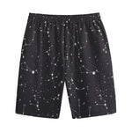 Black And White Zodiac Stars Print Cotton Shorts