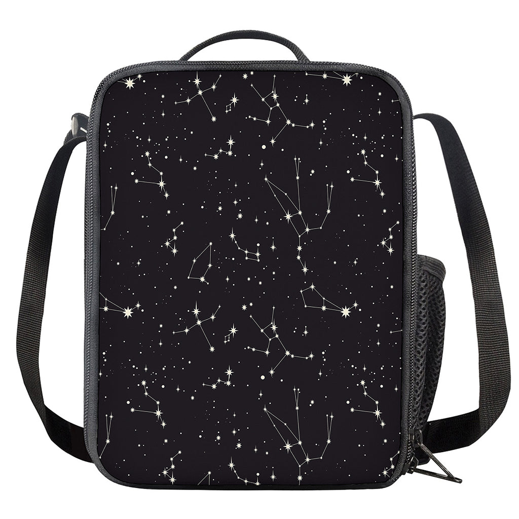 Black And White Zodiac Stars Print Crossbody Lunch Bag
