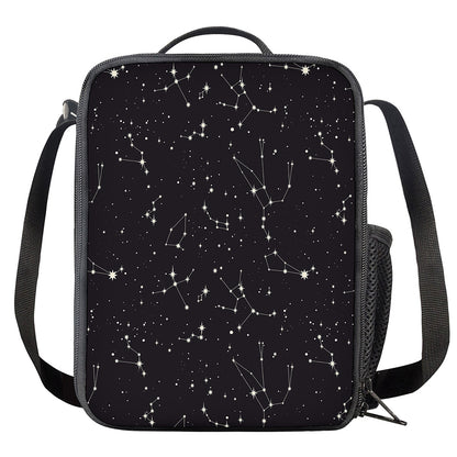 Black And White Zodiac Stars Print Crossbody Lunch Bag