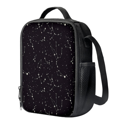 Black And White Zodiac Stars Print Crossbody Lunch Bag
