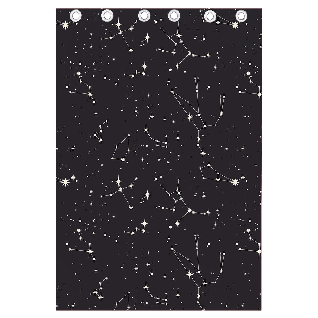 Black And White Zodiac Stars Print Curtain