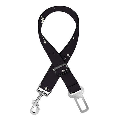 Black And White Zodiac Stars Print Dog Seat Belt