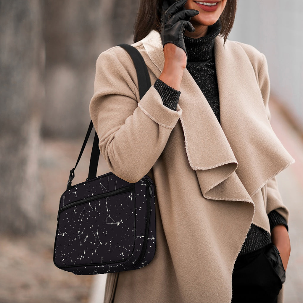 Black And White Zodiac Stars Print Double Strap Bible Bag