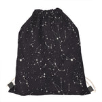 Black And White Zodiac Stars Print Drawstring Bag