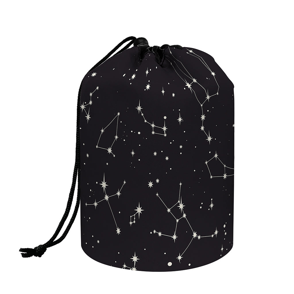 Black And White Zodiac Stars Print Drawstring Makeup Bag