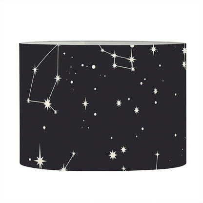 Black And White Zodiac Stars Print Drum Lamp Shade
