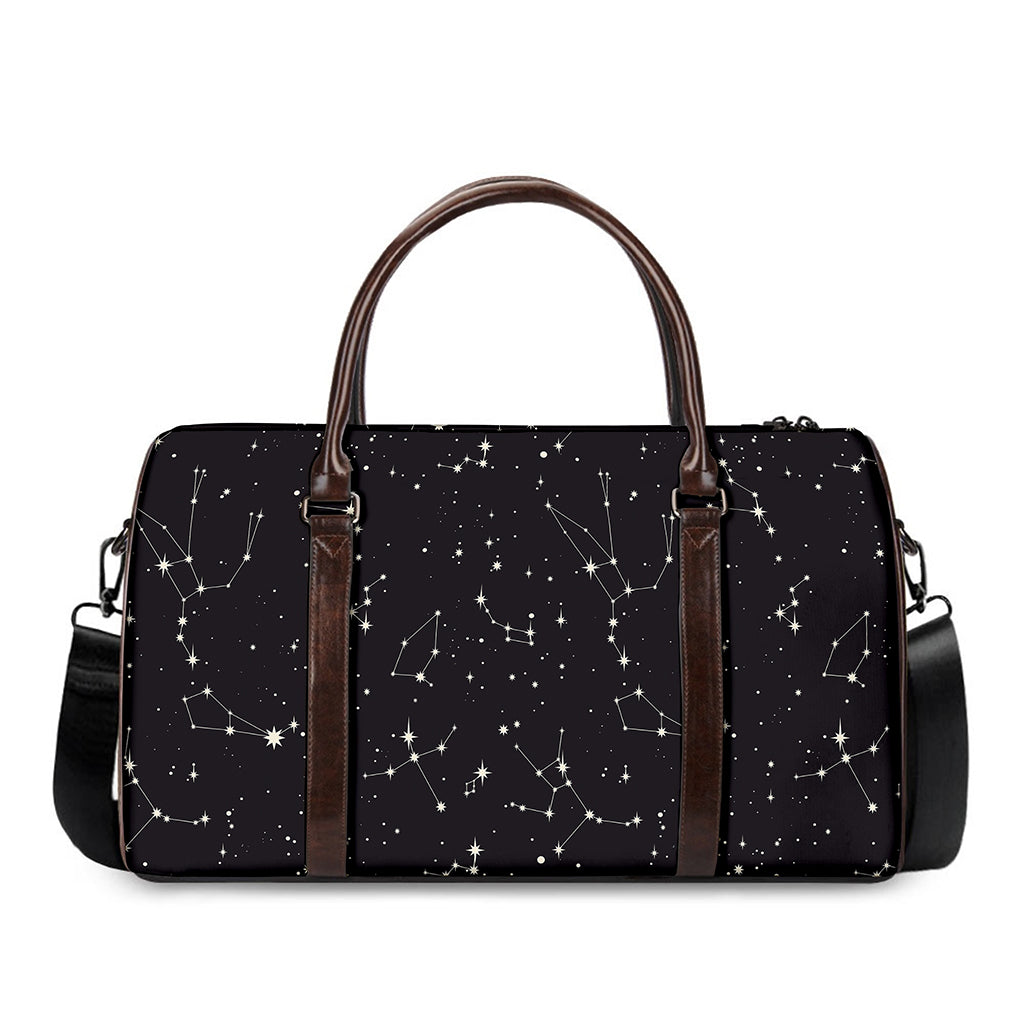Black And White Zodiac Stars Print Duffle Bag