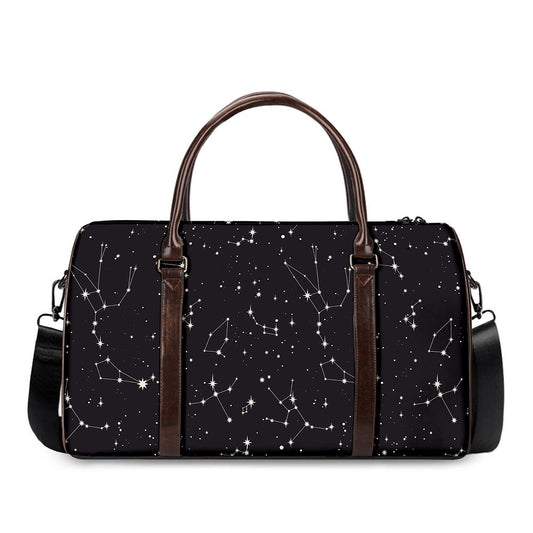 Black And White Zodiac Stars Print Duffle Bag