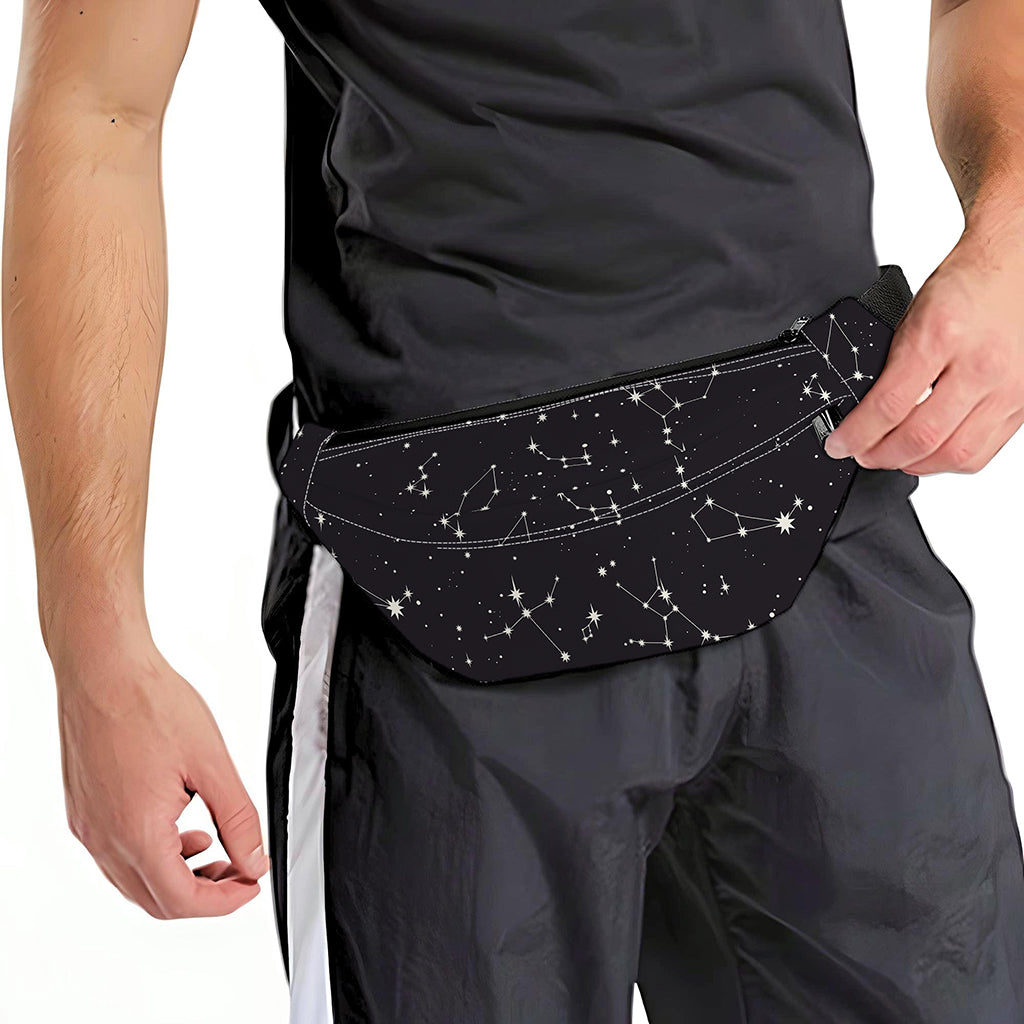 Black And White Zodiac Stars Print Fanny Pack