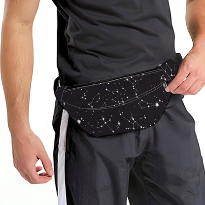 Black And White Zodiac Stars Print Fanny Pack