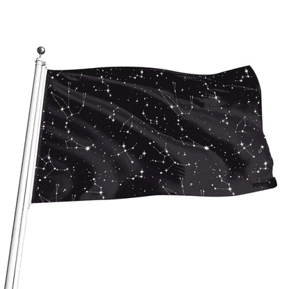 Black And White Zodiac Stars Print Flag