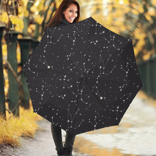 Black And White Zodiac Stars Print Foldable Umbrella
