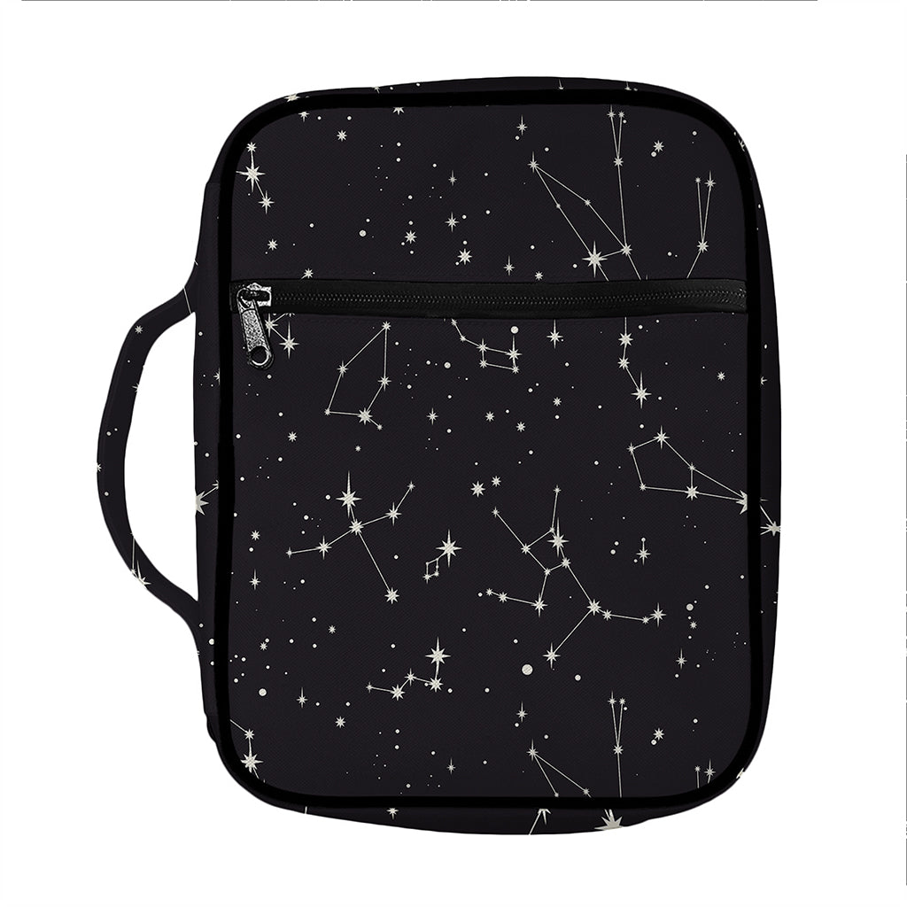 Black And White Zodiac Stars Print Front Pocket Bible Bag