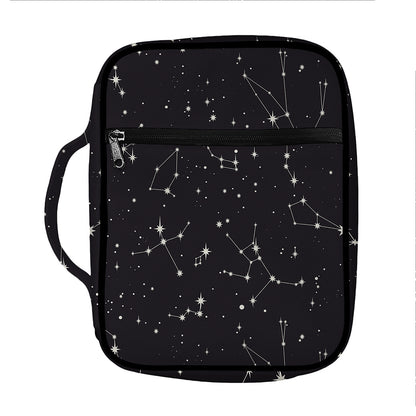 Black And White Zodiac Stars Print Front Pocket Bible Bag