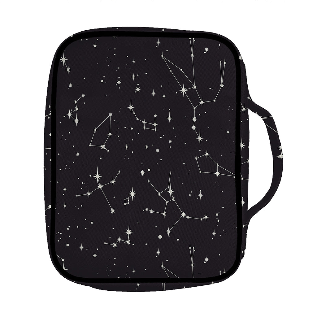 Black And White Zodiac Stars Print Front Pocket Bible Bag