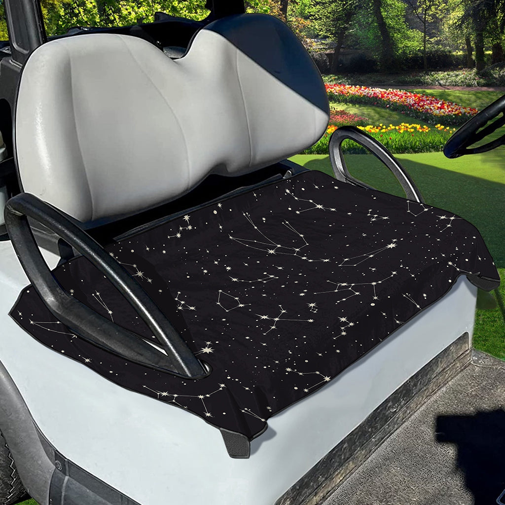 Black And White Zodiac Stars Print Golf Cart Seat Cover