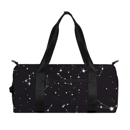 Black And White Zodiac Stars Print Gym Bag