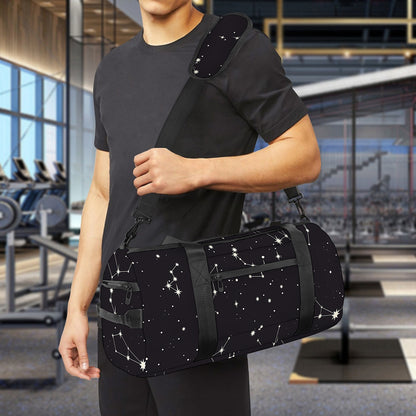 Black And White Zodiac Stars Print Gym Bag