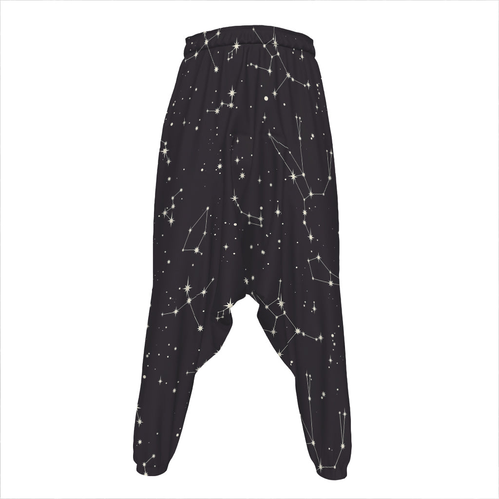 Black And White Zodiac Stars Print Hammer Pants