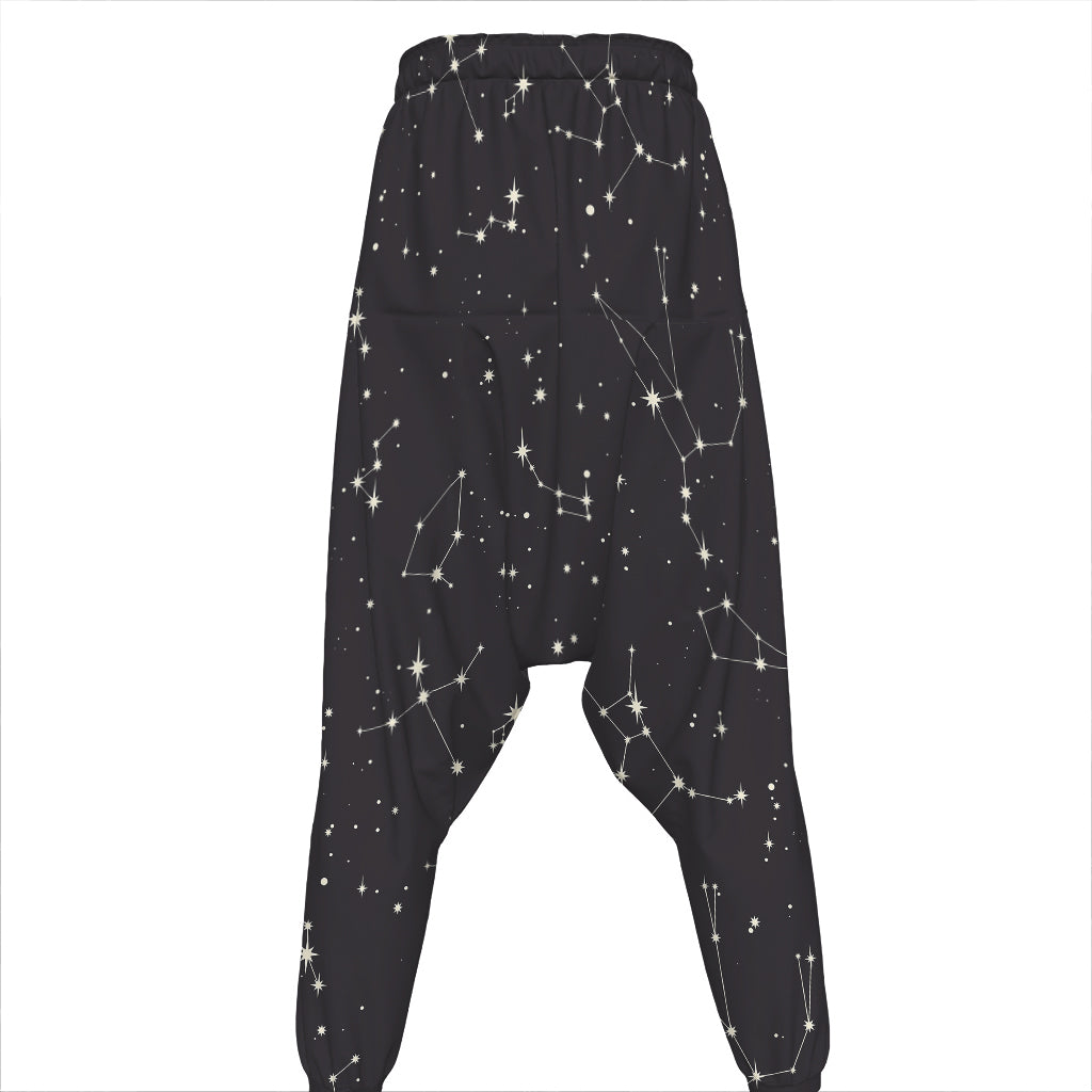 Black And White Zodiac Stars Print Hammer Pants
