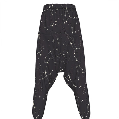 Black And White Zodiac Stars Print Hammer Pants