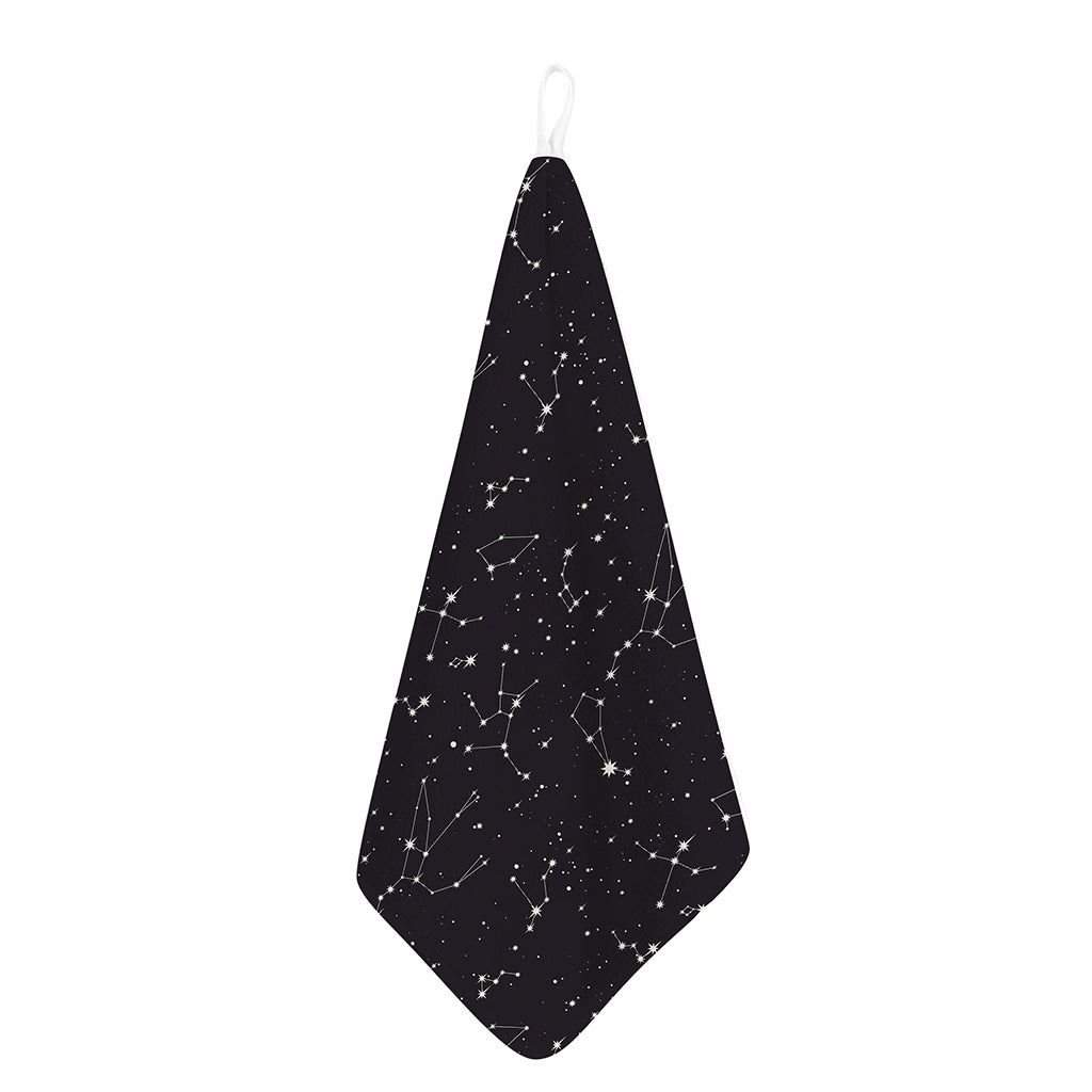 Black And White Zodiac Stars Print Hand Towel