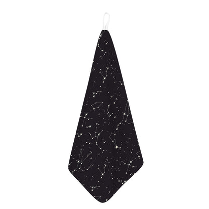 Black And White Zodiac Stars Print Hand Towel
