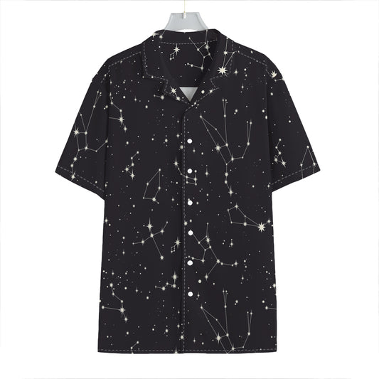Black And White Zodiac Stars Print Hawaiian Shirt