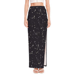 Black And White Zodiac Stars Print High Slit Maxi Skirt