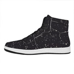 Black And White Zodiac Stars Print High Top Leather Sneakers