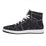 Black And White Zodiac Stars Print High Top Leather Sneakers