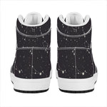 Black And White Zodiac Stars Print High Top Leather Sneakers