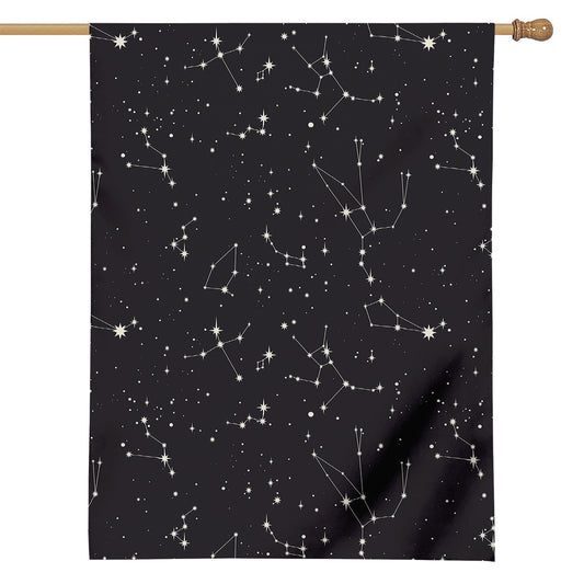 Black And White Zodiac Stars Print House Flag